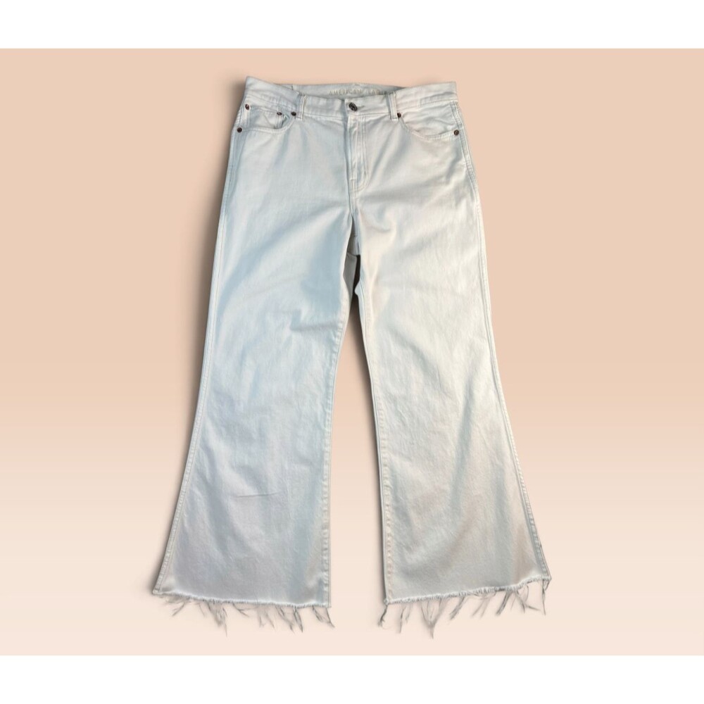 American Eagle AEO Strigid Low-Rise Baggy Flare Raw Hem Jeans 10 Short
